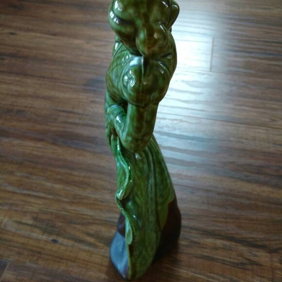 Vintage Matador Bullfighter Ceramic Figure Mid-Century Green Mottled Glaze Potte - Picture 6 of 11